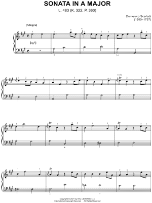 Sonata in A Major by Domenico Scarlatti - Sheet Music