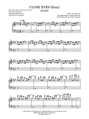 CLOSE EYES [Slow Easy Piano Tutorial]