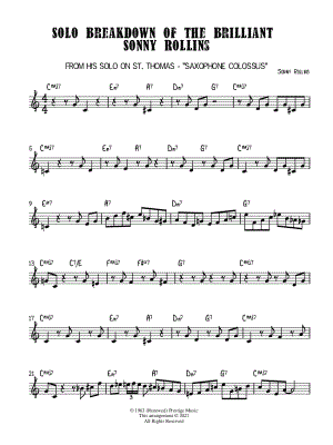 Solo Breakdown of the Brilliant Sonny Rollins - PWJ by Piano With Jonny - Sheet Music