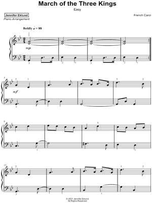 March of the Three Kings [easy] by Jennifer Eklund - Sheet Music