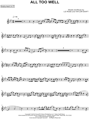 All Too Well - F Instrument