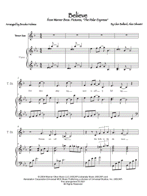 Believe - Tenor Saxophone & Piano