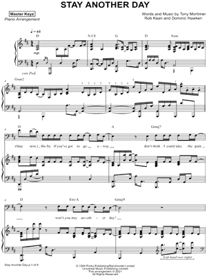 Stay Another Day by Master Keyz - Sheet Music