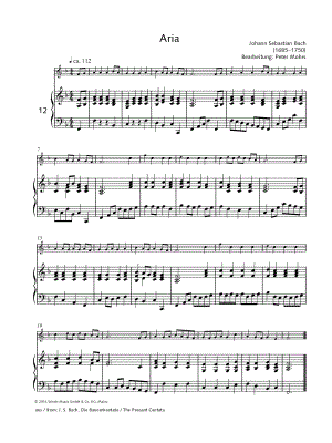 Aria from The Peasant Cantata, BWV 212 - Recorder & Piano