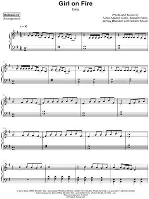 Girl on Fire [easy] by Betacustic - Sheet Music