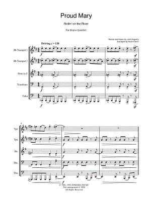 Proud Mary - Brass Quintet by Karin Kroch - Sheet Music