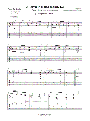 Allegro in B Flat Major, K3