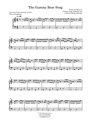 The Gummy Bear Song [Slow Easy Piano Tutorial]