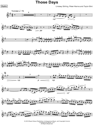 Those Days by Lindsey Stirling feat. Dan + Shay - Sheet Music