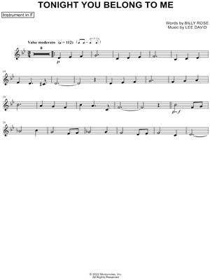 Tonight You Belong to Me - F Instrument