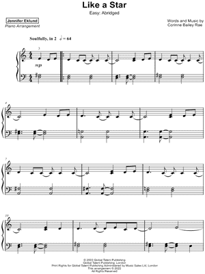 Like a Star [easy - abridged] by Jennifer Eklund - Sheet Music