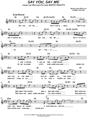 Say You, Say Me by Lionel Richie - Sheet Music