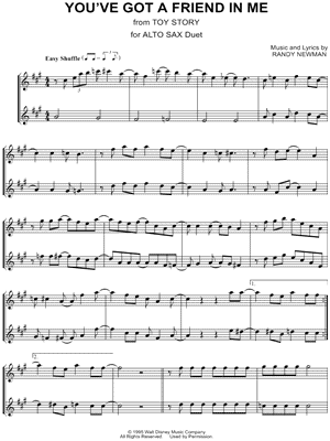 You've Got a Friend in Me - Alto Saxophone Duet from Toy Story - Sheet Music