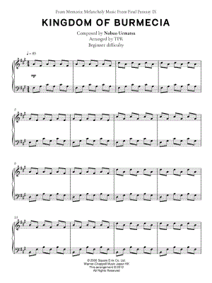 Kingdom of Burmecia by TPR - Sheet Music