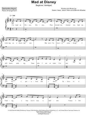 Mad at Disney [beginner - abridged] by Samantha Hayes - Sheet Music