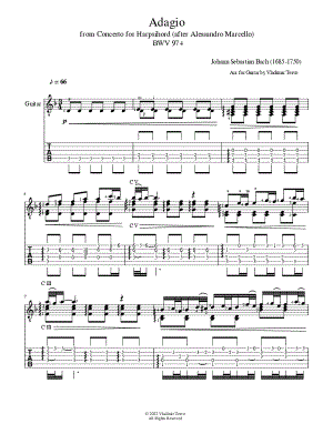 Concerto No. 3 in D Minor, BWV 974: II. Adagio by Vladimir Tervo - Sheet Music