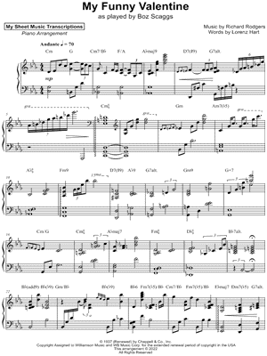 My Funny Valentine (Boz Skaggs) by My Sheet Music Transcriptions - Sheet Music