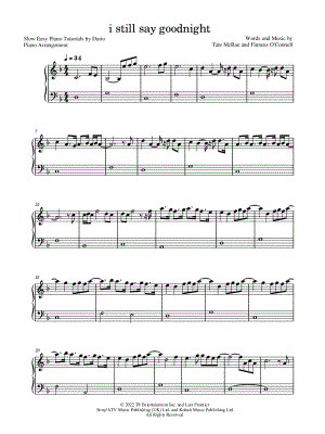 i still say goodnight [Slow Easy Piano Tutorial] by Dario D'aversa - Sheet Music