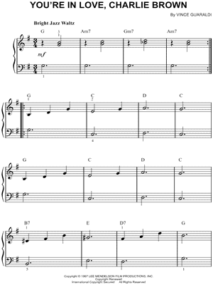 You're In Love, Charlie Brown by Vince Guaraldi - Sheet Music