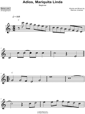 Adios, Mariquita Linda [beginner]