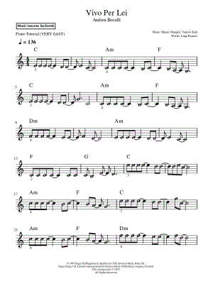 Vivo per Lei [very easy] by Music Lessons by Darek - Sheet Music