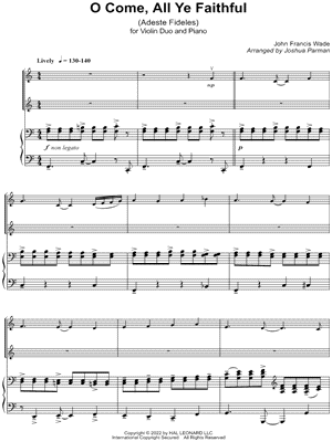 O Come, All Ye Faithful - Violin Duet & Piano by Joshua Parman - Sheet Music
