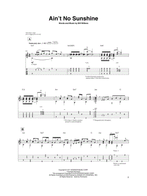 Ain't No Sunshine by Bill Withers - Sheet Music