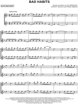 Bad Habits - Alto Saxophone Duet