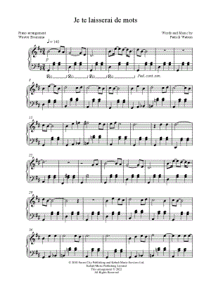 Je te laisserai des mots [2 hands] by Wouter Bruinsma - Sheet Music