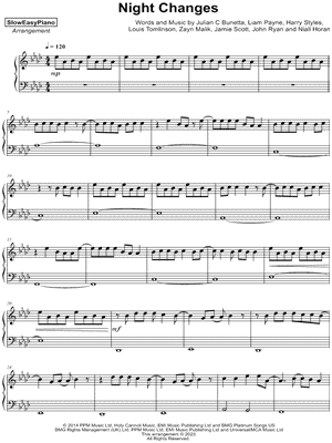 Night Changes by SlowEasyPiano - Sheet Music