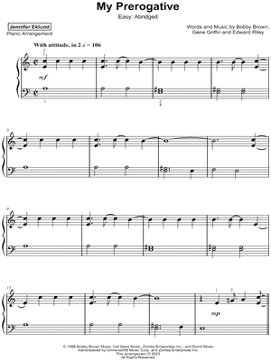 My Prerogative [easy - abridged] by Jennifer Eklund - Sheet Music
