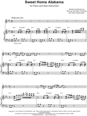 Sweet Home Alabama - Piano Accompaniment by Lynyrd Skynyrd - Sheet Music