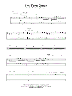 I'm Tore Down by Eric Clapton - Sheet Music