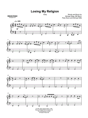 Losing My Religion [easy] by Atlantic Lights - Sheet Music