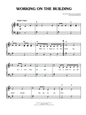 Working on the Building by Elvis Presley - Sheet Music