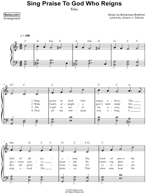 Sing Praise to God Who Reigns Above [easy]