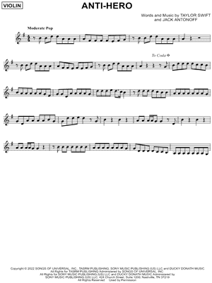 Anti-Hero by Taylor Swift - Sheet Music
