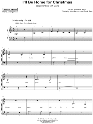 I'll Be Home for Christmas [beginner solo with duet]