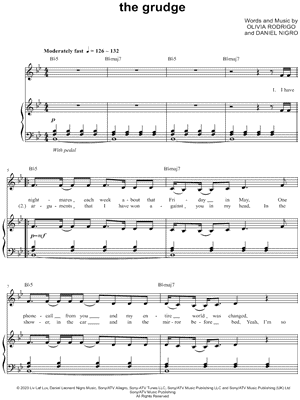 the grudge by Olivia Rodrigo - Sheet Music