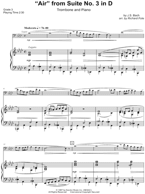 Air from Suite in D - Trombone & Piano