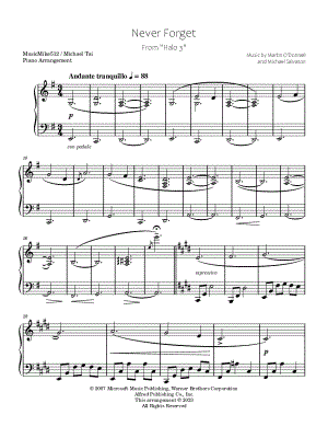 Never Forget by MusicMike512 / Michael Tai - Sheet Music