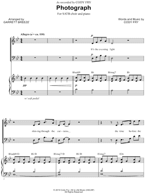 Photograph by Cody Fry - Sheet Music
