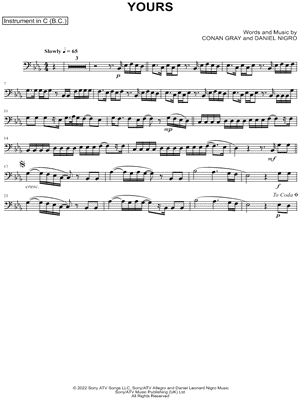 Yours - Bass Clef Instrument by Conan Gray - Sheet Music