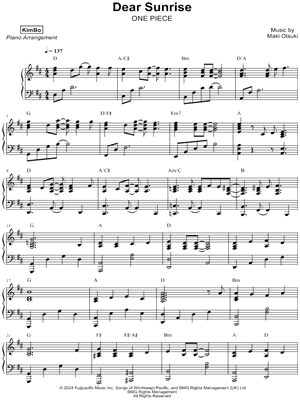 Dear Sunrise by KimBo - Sheet Music