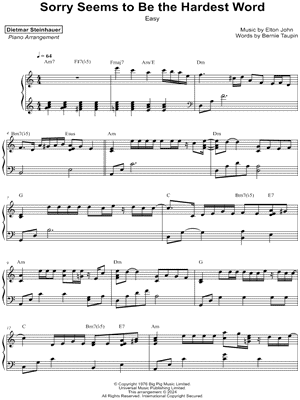 Sorry Seems to Be the Hardest Word [easy] by Dietmar Steinhauer - Sheet Music