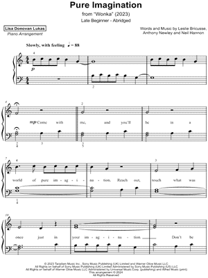 Pure Imagination [late beginner - abridged] by Lisa Donovan Lukas - Sheet Music