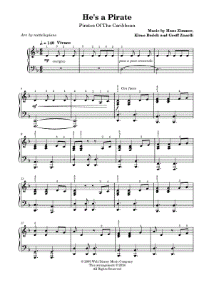 He's a Pirate by nattaliepiano - Sheet Music