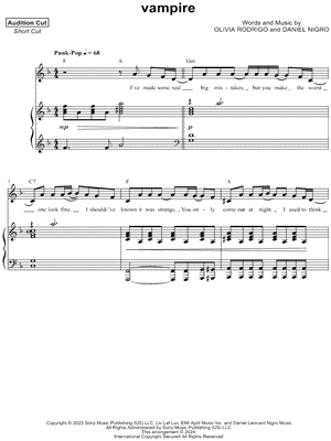 vampire by Olivia Rodrigo - Sheet Music