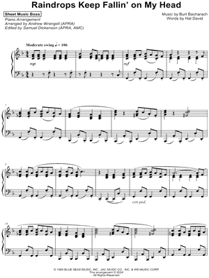Raindrops Keep Fallin' on My Head by Sheet Music Boss - Sheet Music