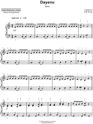 Dayenu [easy] by Lisa Donovan Lukas - Sheet Music
